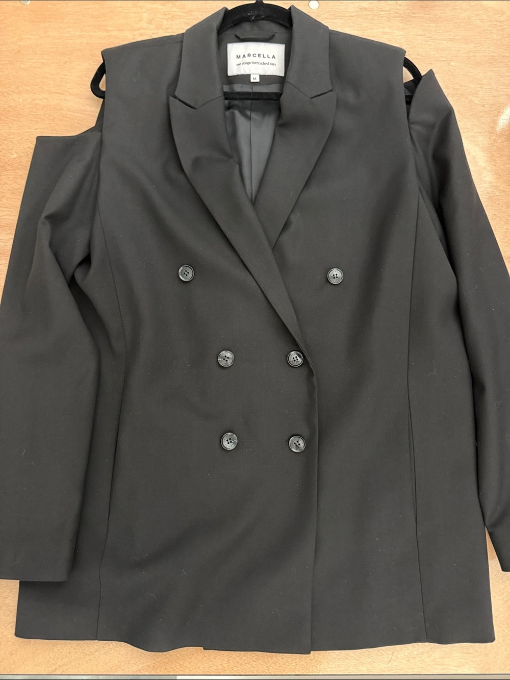 Marcella Black Double-Breasted Tailored Blazer